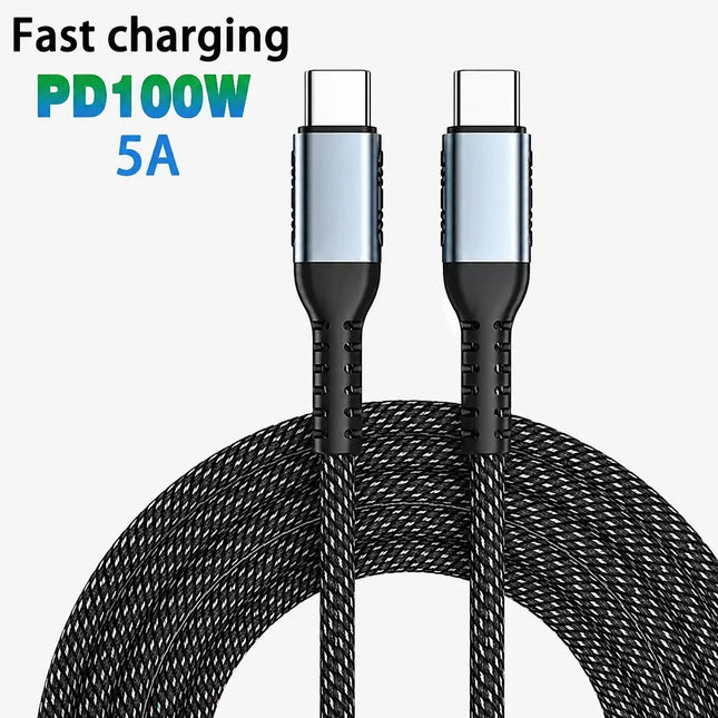 240W USB-C to USB-C Fast Charging Cable PD 3.1 5A E-Marker Chip Nylon Braided Type-C Charger Cord for Laptop Tablet Phone
