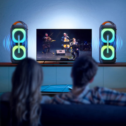 JYX Bluetooth Speaker with 2 Dual 60W 6.5" Subwoofer, TWS Stereo Sound, Deep Bass & Recording, 400W Peak Power Karaoke Machine