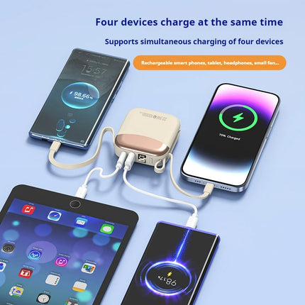 10000mAh Portable Powerbank with PD 22.5W Fast Charging Small Power Bank Dual-Cable Built-In for iPhone Android iPad Plane