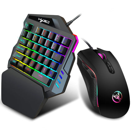 Gaming One-Handed Keyboard And Mouse Set with 35 Keys, Dual-Color Injection Molded Keycaps, Colorful Backlight, USB Plug-And
