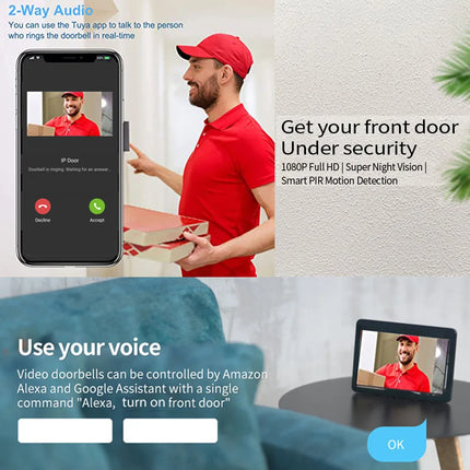 Support Tuya App WiFi Visual Intercom Doorbell System 7/10 Inch Touch Screen Indoor Monitoring Intelligent Villa Home Security