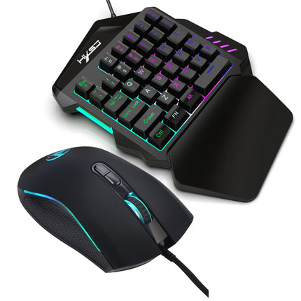 Gaming One-Handed Keyboard And Mouse Set with 35 Keys, Dual-Color Injection Molded Keycaps, Colorful Backlight, USB Plug-And