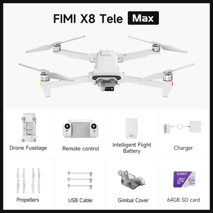 FIMI X8 Tele Max Drone New Generation RokLink 5.0 20KM Digital Video Transmission System 1/2-inch CMOS Wide-Angle Tele Camera