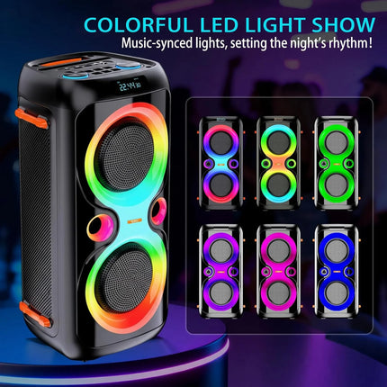 Loud Bluetooth Speaker 120W Portable Wireless Speaker Deep Bass LED Light Boombox Outdoor Party Audio