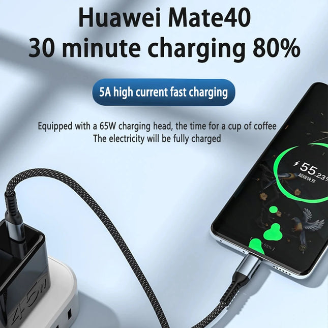 240W USB-C to USB-C Fast Charging Cable PD 3.1 5A E-Marker Chip Nylon Braided Type-C Charger Cord for Laptop Tablet Phone