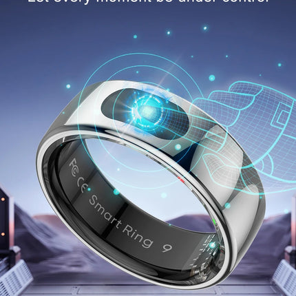 R08 Smart Ring with Charging Case 5ATM waterproof Heart Rate Blood Oxygen Sleep Health Monitor Sport Fitness Tracker