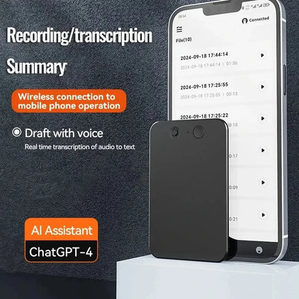 8-128GB AI ChatGPT-4 Intelligent Voice Recorder Audio App Phone Call Transcribe Summarize WAV Voice Text Conversion Device