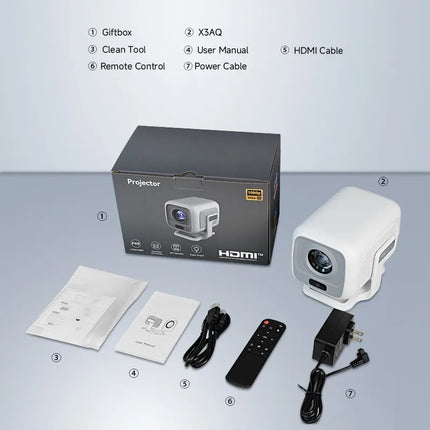 X3AQ Projector Android 11.0 HD 1080P Home Bedroom Wall Projection Portable Mobile Projector