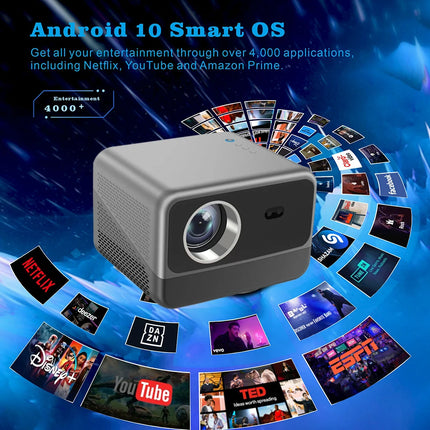True 500Lumens 2GB 16GB Android 10 LED Light DLP Mini Projector 4K Dual WiFi BT N1 Pocketable 3D Ready Short Throw Business