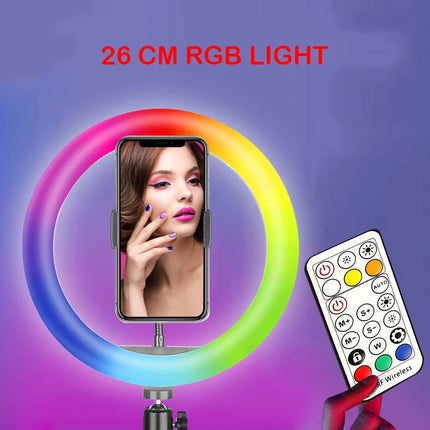 RGB Ring Light Selfie Light 14inch 12inch 10inch Photo Ringlight Remote Control, Dimmable LED Ring Light Phone Lamp Photography