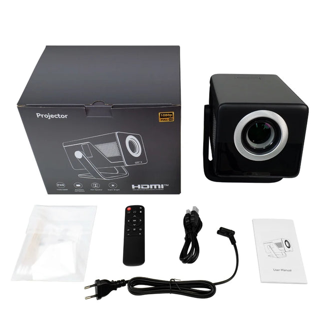 Smart Mini Portable Android 14 WiFi6 5.4 1080P Outdoor Home Theater Projector Built-in Power Converter 5W Speaker US