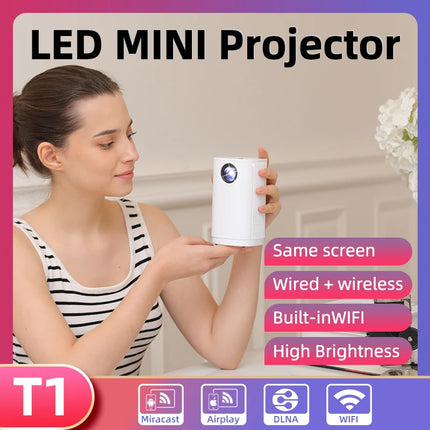 High Brightness 1080 Dual Fan Heat Dissipation Projector Short-Focus Design Custom Lens LCD LED WiFi Pocketable Built-In