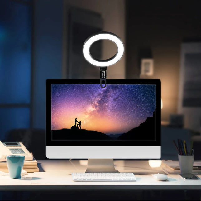 LED Ring Light With Clip On Laptop Computer Fill Lamp For Video Conference Lighting Kit Zoom Webcam Chat Live Streaming Youtube
