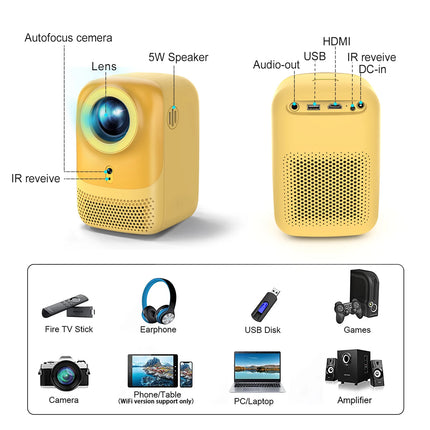 CRE CR38 HD Pico Android LED HIFI Stereo Smartphone Remote Control Home Theater Speaker Portable Mini 1080P 4K Projector