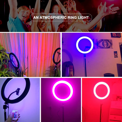 RGB Ring Light Selfie Light 14inch 12inch 10inch Photo Ringlight Remote Control, Dimmable LED Ring Light Phone Lamp Photography