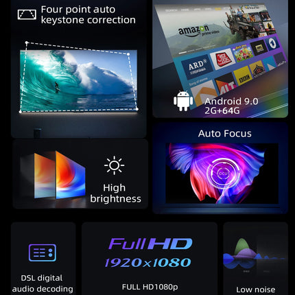 Home Cinema 4K 1080P Smart WIFI Video Projector LED LCD Wireless Full HD Android Mini Projector