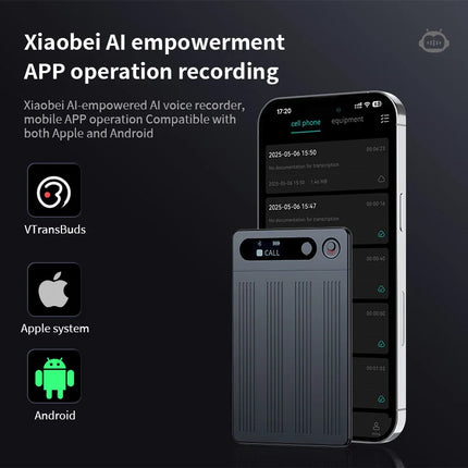 VORMOR M1 Smart AI Transcription Dictaphone Portable Audio Recorder Digital Voice Recorder Device with Magnetic Card Holder