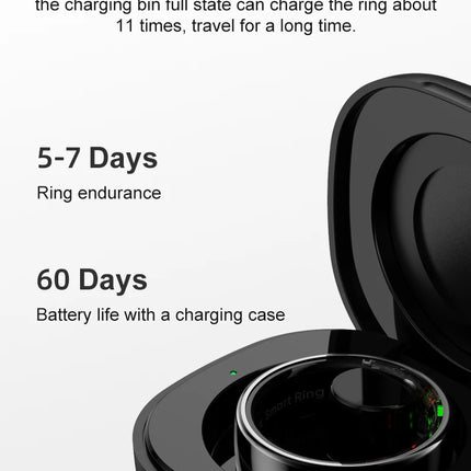 R08 Smart Ring with Charging Case 5ATM waterproof Heart Rate Blood Oxygen Sleep Health Monitor Sport Fitness Tracker