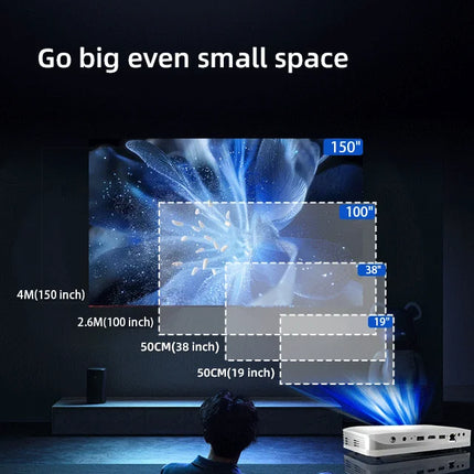 New Upgrade Mini Portable 450 Lumens DLP 4K 3D Projector Android WiFi Built-in Battery HIFI Stereo Home Cinema Office Education