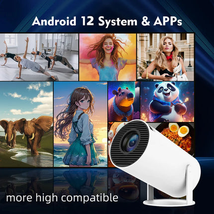 Yinzam HY300 Android 12 Portable Video Projector, LCD 1080P 4K Max Cinema Projector With 260 Ansi Lumens WiFi BT Video Beamer 3D