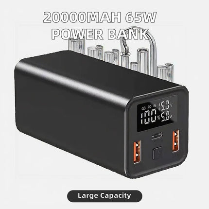 New Arrival 15000mAh 65W Fast Charging Li-Polymer Battery Power Bank ABS Material Universal Socket Type-C Micro USB Input Double