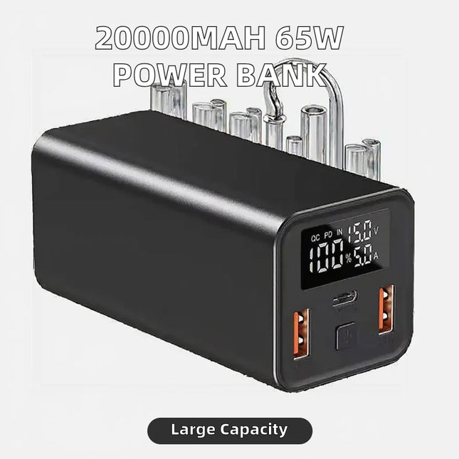 New Arrival 15000mAh 65W Fast Charging Li-Polymer Battery Power Bank ABS Material Universal Socket Type-C Micro USB Input Double