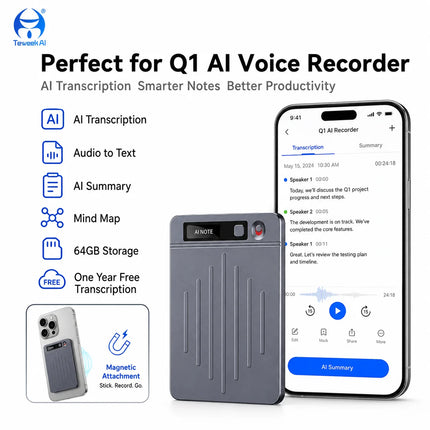Ultra Thin AI Recording Pen ChatGPT Large Model Voice Transcription Meeting Summary WAV Audio Intelligent Device Mobile