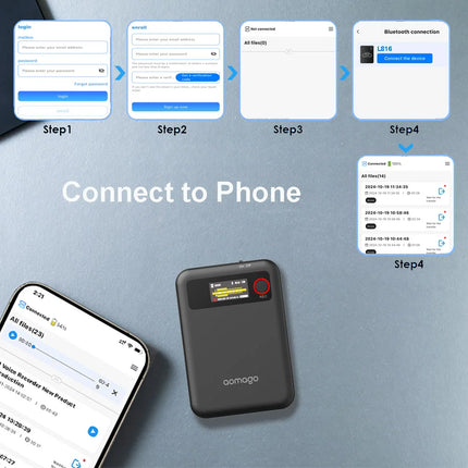 Portable AI Voice Recorder 128G Dual-mode for 5.0 10-12 Hours Long-Lasting Battery WAV App Control Lectures Small Screen