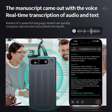 VORMOR M1 Smart AI Transcription Dictaphone Portable Audio Recorder Digital Voice Recorder Device with Magnetic Card Holder