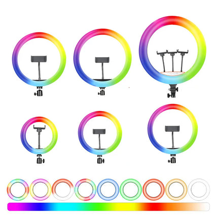 RGB Ring Light Selfie Light 14inch 12inch 10inch Photo Ringlight Remote Control, Dimmable LED Ring Light Phone Lamp Photography