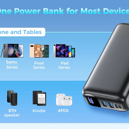 Super Fast Charging 50000mAh Outdoor Power Bank with LED Display Portable ABS Dual USB Output and Micro USB Input