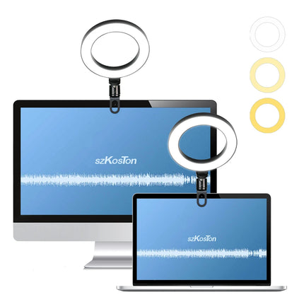 LED Ring Light With Clip On Laptop Computer Fill Lamp For Video Conference Lighting Kit Zoom Webcam Chat Live Streaming Youtube