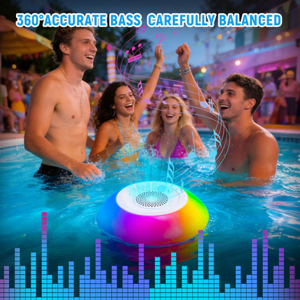 Swimming Pool Floating Bluetooth Speakers with Colorful RGB IPX7 Waterproof 5W Powerful Party Speaker Supports Connecting 20PCS