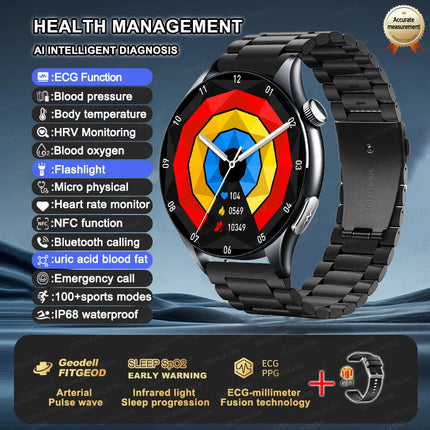 2025 New Health Care ECG+HRV+NFC SmartWatch Body Analysis Uric Acid Blood lipids Heart Rate Blood pressure Monitoring Smartwatch