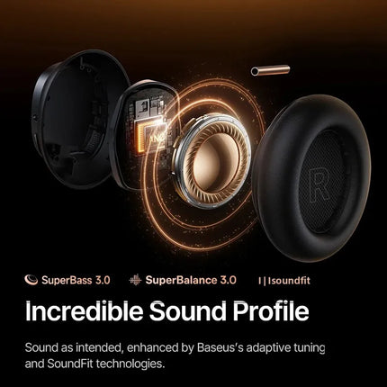 Baseus Inspire XH1 Sound by Bose ANC Wireless Headphone Bluetooth 6.1 48dB Adaptive Noise Cancellation Headset Hi-Res LDAC 100Hr