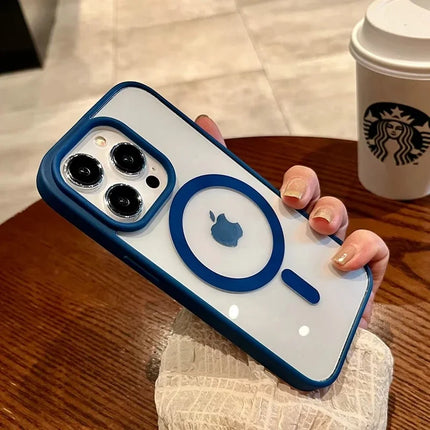 Luxury Transparent Magsafe Phone Case For iPhone 11 12 13 14 15 16 Pro Max Plus Mini Magnetic Clear Bumper Cases Cover