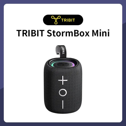 Tribit StormBox Mini Portable Bluetooth Speaker, 12W, 360° Sound, IPX7 Waterproof, LED Light, 12H Playtime, TWS Pairing