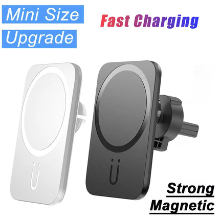 Mini Magnetic Wireless Charger Car Air Outlet Phone Holder Stand For Magsafe iPhone 16/15/14/13/12 Pro Max Car Fast Charging Pad