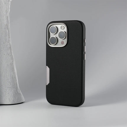 INS Simple Solid Color Leather for MagSafe Phone Case For iPhone 16 Pro Max 16 Pro 16 Wireless Charging Alloy Lens Hard PC Cover