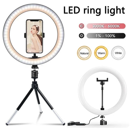 12 inch LED Ring light Photography Lighting Phone Ringlight With Tripod Stand USB Round Fill Lamp for Youtube Phone Video Live