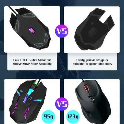 Gaming Mouse LED Ergonomic Design Gaming Mouse Luminous USB Wired 4-button USB Backlit Mouse For PC Desktop and Laptop Computers