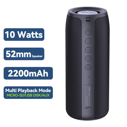 ZEALOT Wireless Bluetooth Speaker TWS Portable Bass Stereo Outdoor Waterproof Support AUX USB Disk TF Card