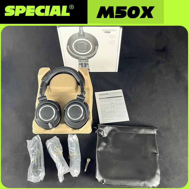 M50 M50X Corded Studio Headphones Stereo Professional DJ Headphones Over-Ear Monitor Headphones with Detachable Cable Gift