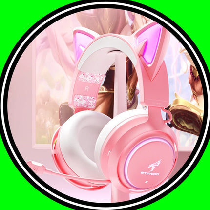 Somic GS510 Gamers Headphone With Microphone Cat Ears Rgb Light Colorful Cute Headset Noise Reduction Girl Gaming Earphones Gif