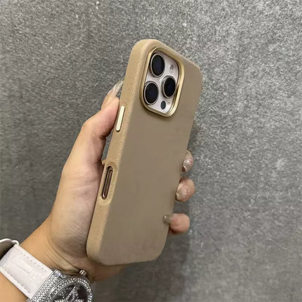 for Magsafe Flannel Microfibre Pattern Phone Case for iPhone 16 Pro Max 13 14 15Pro Hardware Keys Camera Frame Back Hard Case