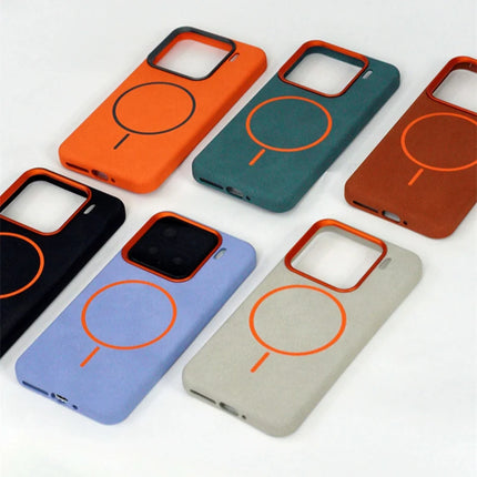 Alloy Lens Flocking Lining Magnetic Phone Case For Xiaomi Mi 15 Pro Mi 14 Magnetic PU Leather Texture Wireless Charging Cover
