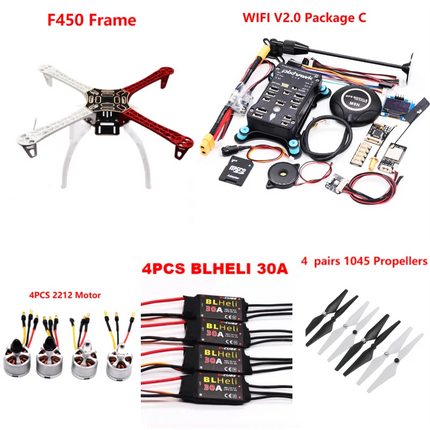 PixHawk2.4.8 Flight Control F450 Drone Kit Ardupilot 100MW Radio Telemetry Quadcopter BLHELI 30A 2212 Motor ESC Landing Gear