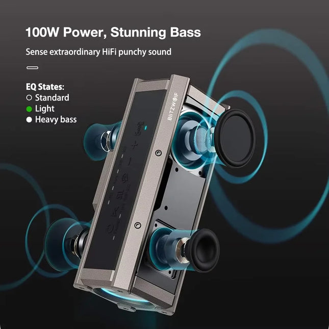 BlitzWolf BW-WA3 WA4 100W Wirelss Speaker RGB Light Portable 5000mAh bluetooth Speakers Dual Diaphragm Deep Bass Speaker