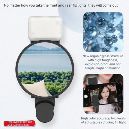 STTKGZD Selfie Reflector Mirror Mobile Phone Fill Light Kit Portable Mobile Mirror Clip Storage Bag Mobile Phone Rear Camera