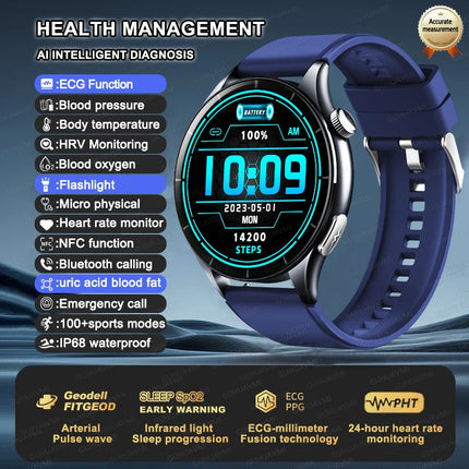 2025 New Health Care ECG+HRV+NFC SmartWatch Body Analysis Uric Acid Blood lipids Heart Rate Blood pressure Monitoring Smartwatch
